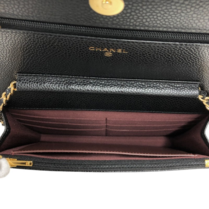 シャネル CHANEL マトラッセ チェーンウォレット AP0250  ブラック ゴールド金具 キャビアスキン レディース ショルダーバッグ