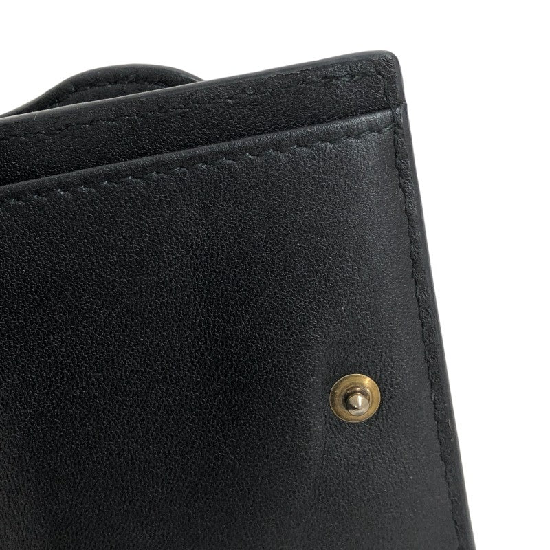 クリスチャン・ディオール Christian Dior サドル コンパクトウォレット ブラック ゴールド金具 グレインドカーフ レディース 三つ折り財布