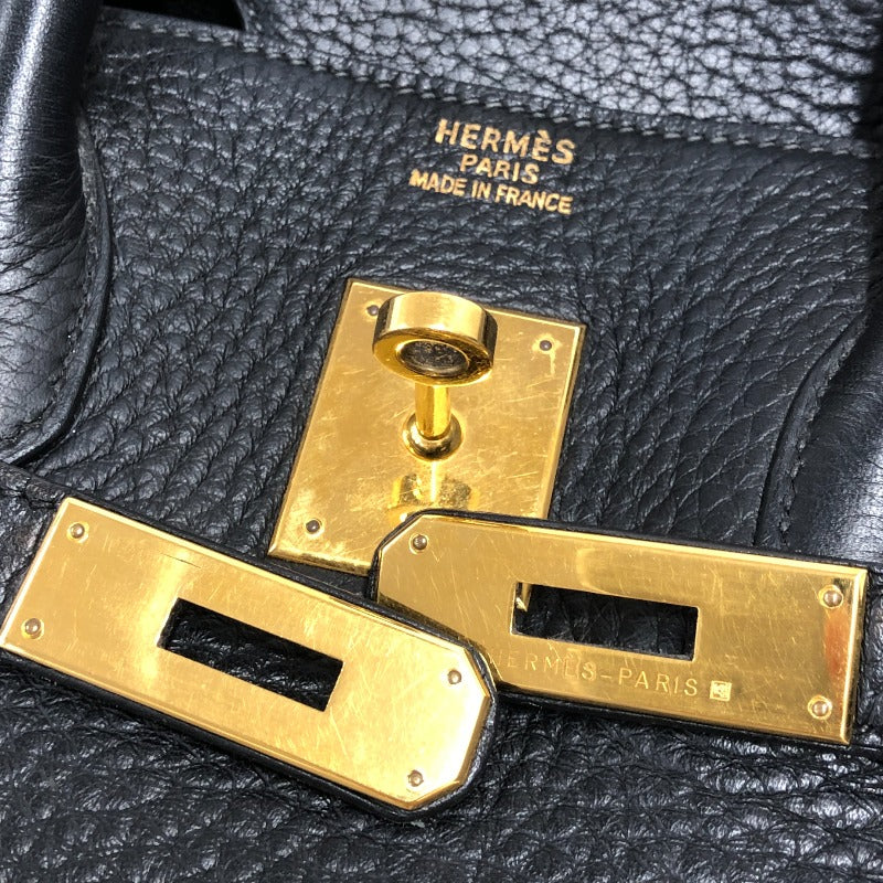 エルメス HERMES バーキン35 □D刻 ブラック ゴールド金具 フィヨルド メンズ ハンドバッグ