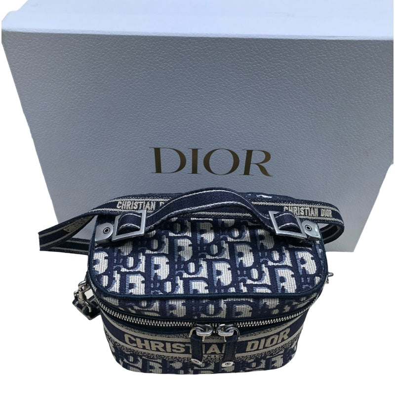 クリスチャン・ディオール Christian Dior オブリークバニティバッグ S5529VRIW_M928 ブルー キャンバス SV金具  レディース ショルダーバッグ