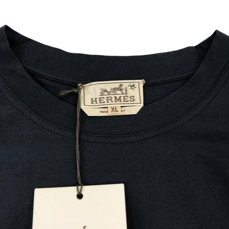 【ネット限定】エルメス HERMES コットン ロングTシャツ ネイビー コットン XLサイズ メンズ 長袖シャツ