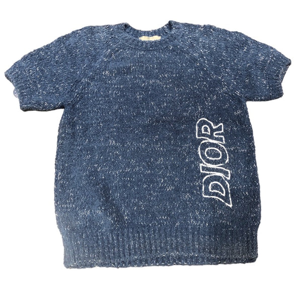 クリスチャン・ディオール Christian Dior ロゴニットセーター 293M645AT387 ブルー コットン  メンズ セーター