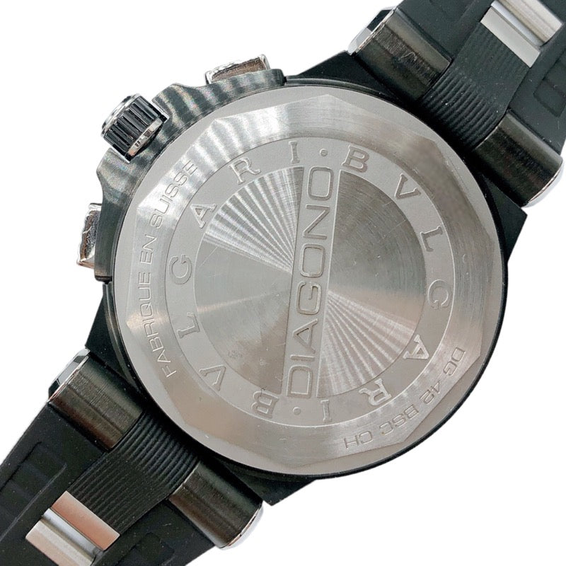 ブルガリ ディアゴノ ウルトラネロ クロノグラフ 自動巻き 腕時計 ステンレススチール セラミック ラバー ブラック 黒 DG42BBSCVDCH 箱付 訳あり BVLGARI（新品・未使用品）