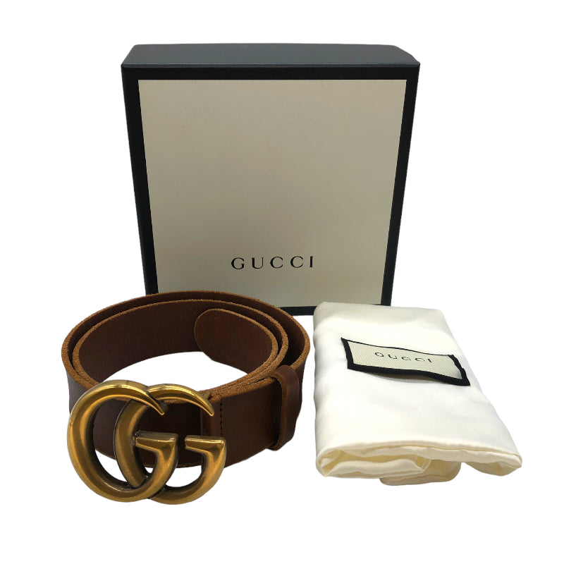 グッチ GUCCI ダブルG バックルベルト 409416 ブラウン ゴールド 