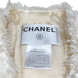 シャネル CHANEL ツイードスパンコールノーカラージャケット 2005年 P25516 ホワイト ツイード レディース ノーカラージャケット