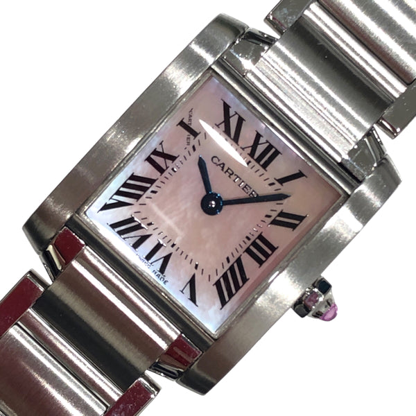 カルティエ Cartier タンクフランセーズ SM W51028Q3 ピンク SS レディース 腕時計