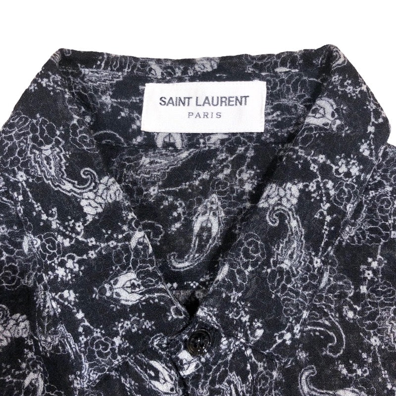 サンローラン SAINT LAURENT ペイズリーシャツ 564172 ブラック ウール メンズ 41サイズ 長袖シャツ