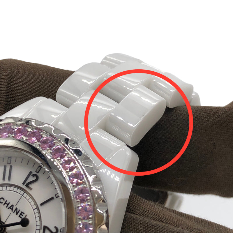 シャネル CHANEL J12 ピンクサファイア H1181 ホワイト ホワイトセラミック セラミック/SS クオーツ ユニセックス 腕時計
