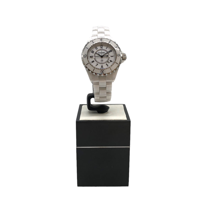 純正大阪美品 シャネル H0968 J12 33mm ホワイト セラミック 腕時計 クオーツ J12