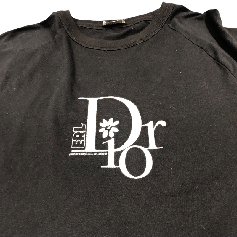 クリスチャン・ディオール Christian Dior ×ERL ロングスリーブ ロゴTシャツ 313J643A0753 ブラック コットン メンズ  長袖Ｔシャツ