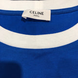 セリーヌ  ロゴプリントTシャツ 2X99C671Q コットン  ブルー 半袖Ｔシャツメンズ