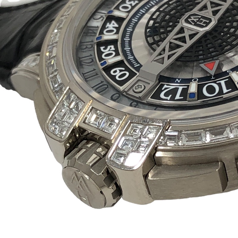 ハリーウィンストン HARRY WINSTON オーシャン レトログラード オートマティック OCEAHR42WW001 K18WG/革ベルト 自動巻き メンズ 腕時計