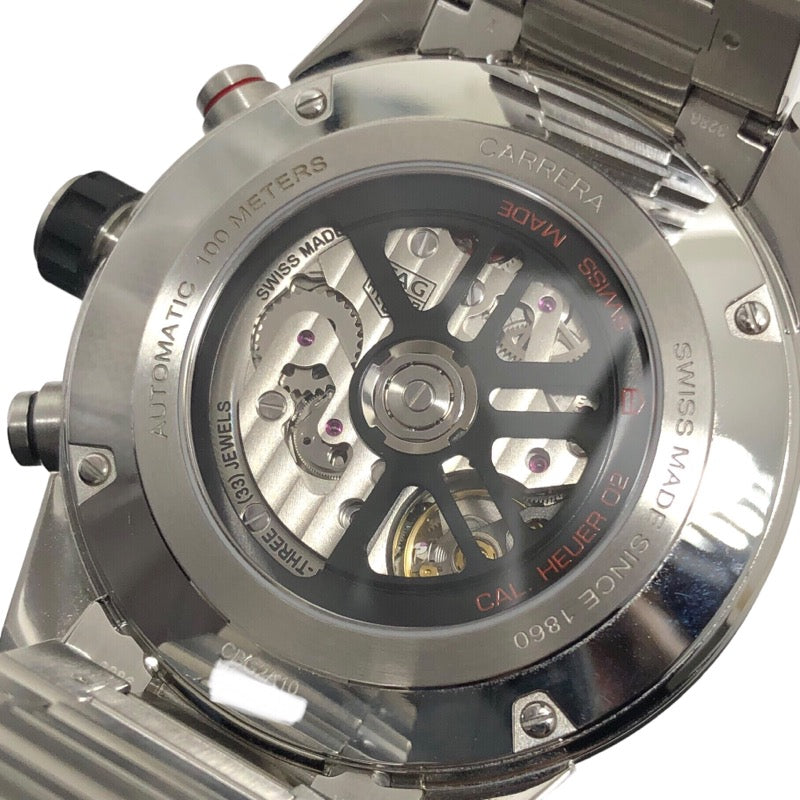タグ・ホイヤー TAG HEUER カレラ キャリバーホイヤー02 クロノグラフ CBG2A10 ブラックスケルトン文字盤 SS 自動巻き メンズ  腕時計