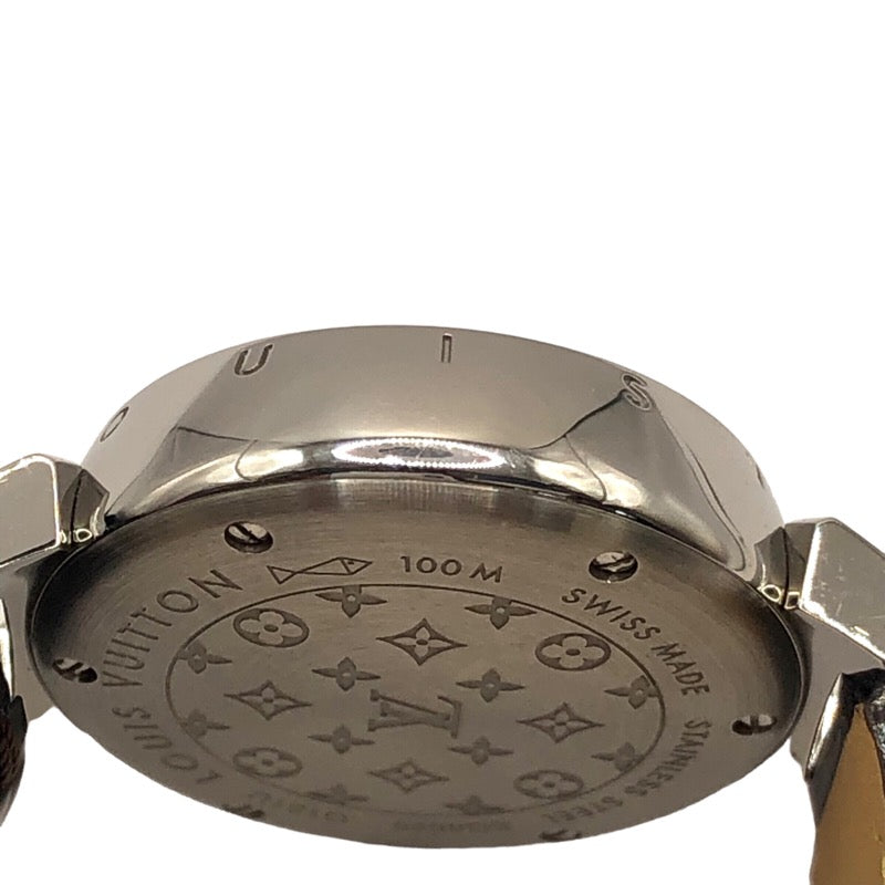 ルイ・ヴィトン LOUIS VUITTON タンブールディスクPM Q121U ワインレッド文字盤　 SS/エナメルレザー クオーツ レディース 腕時計