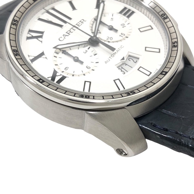 カルティエ Cartier カリブル ドゥ カルティエ クロノグラフ W7100046 シルバー SS 自動巻き メンズ 腕時計