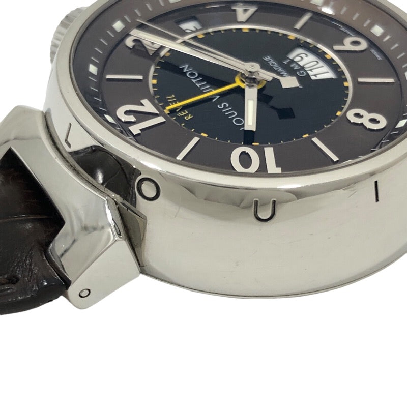 ルイ・ヴィトン LOUIS VUITTON タンブール レヴェイユGMT Q1151 SS 自動巻き メンズ 腕時計