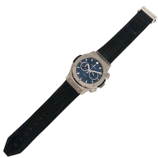 ウブロ HUBLOT クラシックフュージョン クロノグラフ チタニウム ブルー 541.nx.7170.lr シルバー チタン 自動巻き メンズ 腕時計